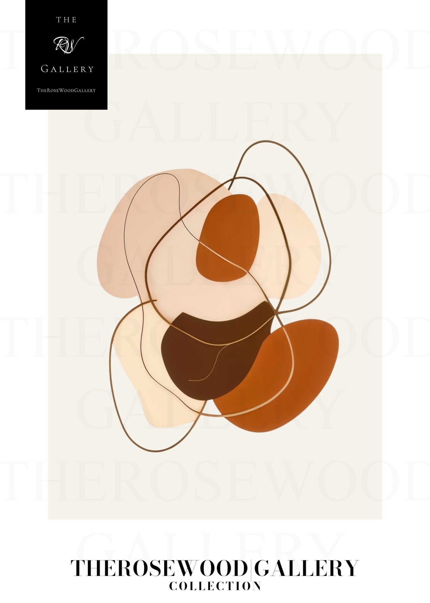 Impression géométrique contemporaine | Art mural numérique | Décoration chaleureuse | Motif de formes superposées | Tons subtils et discrets