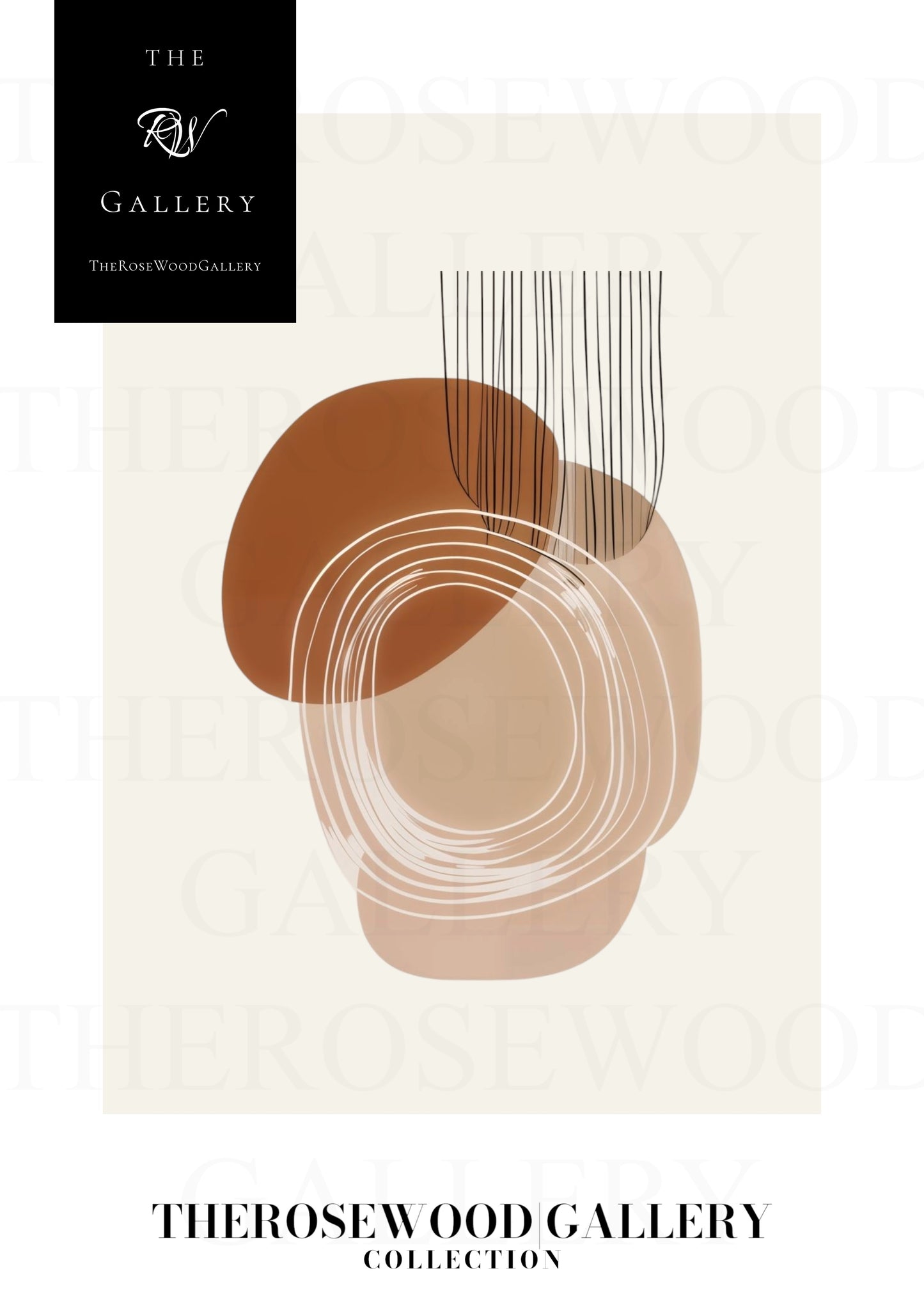Elegante druckbare digitale Kunst | Hohe Auflösung | Warme Sand- und Brique-Palette | Künstlerische Formen | Ruhiges Dekor