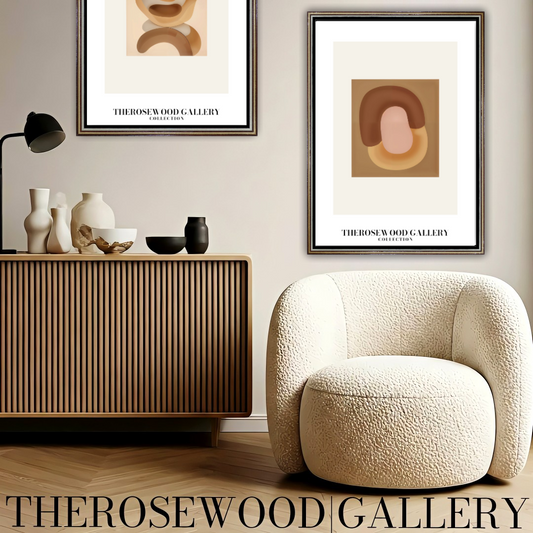 Geometric Minimalist Print | Digital File | Brown Warm Shades | Abstract Square Art | Home Decor