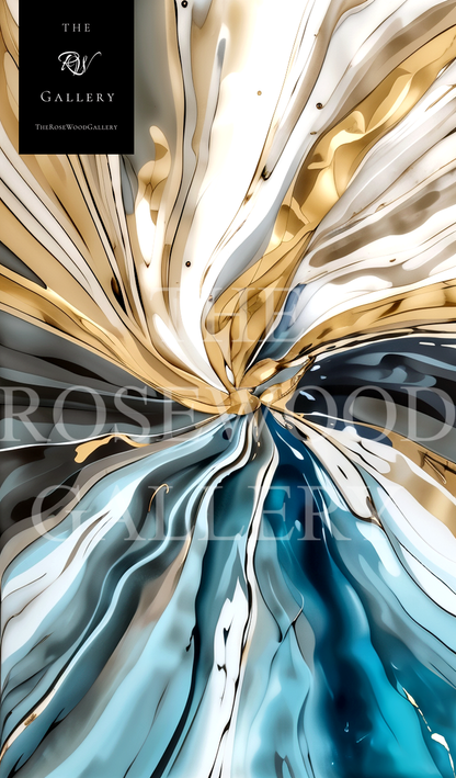 Elegant Navy Blue Shades Cream White Gray Painting Digital Abstract Art Contemporary
