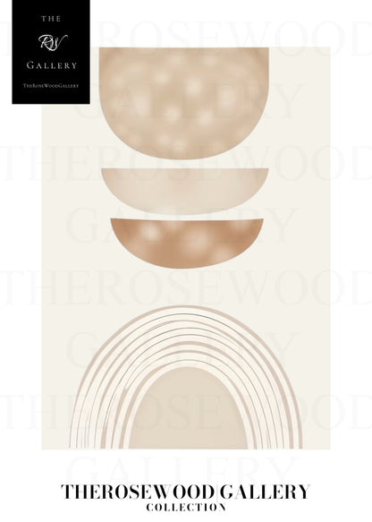 Décoration murale numérique minimaliste | Téléchargement instantané | Chaleur neutre et chaleureuse | Motifs circulaires élégants | Tons terreux doux et discrets | Palette beige taupe