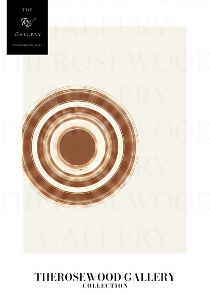 Impression numérique contemporaine | Téléchargement instantané | Couleurs neutres et terreuses | Motifs ronds minimalistes | Tons doux et discrets | Reflets brun taupe