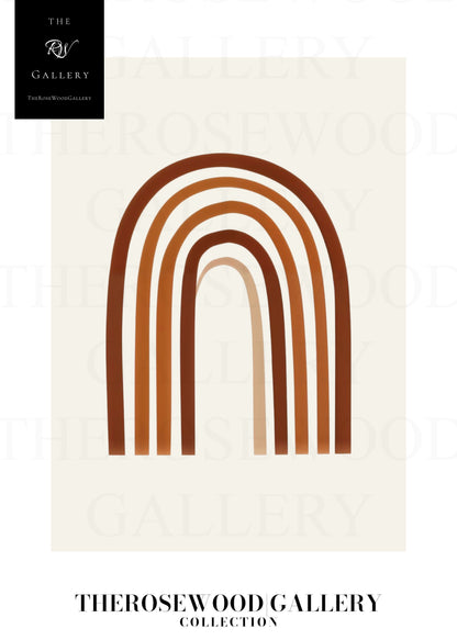 Minimalist Wall Art Printable | Instant Download | Neutral Home Decor | Modern Arc Art | Warm Orange-Brown Tones | Digital Art Living Room