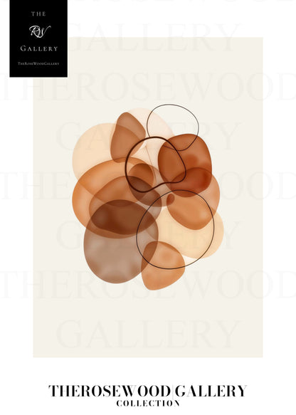 Impression numérique minimaliste neutre | Téléchargement instantané d'une décoration murale | Tons brun saumon | Cercles abstraits | Décoration d'intérieur contemporaine | Affiche imprimable moderne et naturelle
