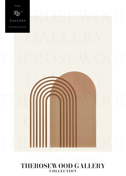 Impression minimaliste | Téléchargement numérique | Décoration neutre | Motif géométrique abstrait en arc | Palette de couleurs organiques | Affiche minimaliste moderne