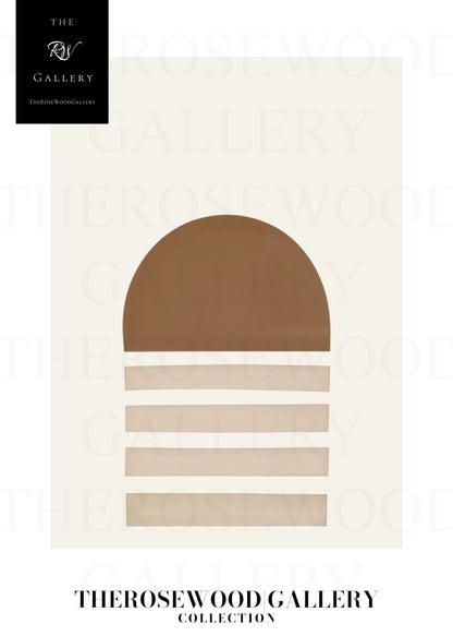 Minimalistischer Kunstdruck in blassem Sand | Digitale Wanddekoration | Neutrale, moderne Innenräume | Kreisförmiges, abstraktes Design | Druckbar in sanften Naturtönen