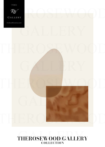Modern Geometric Abstract Print | Digital Wall Art | Soft Beige & Bronze | Elegant Contrast | Cozy Minimalist Gallery