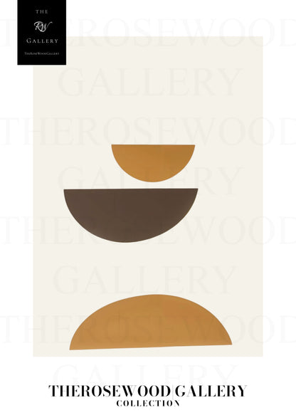 Stylish Symmetry Canvas To Print | Digital Contemporary Art | Pale Orange Brun Colors | Artistic Contours | Peaceful Minimalist Room