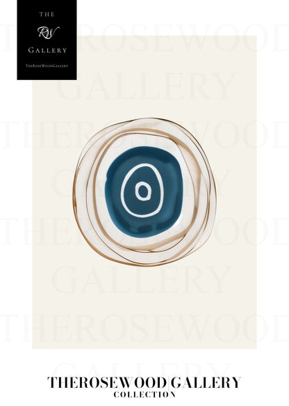 Contemporary Digital Art Print | Printable High Definition | Blue Hues |  Artistic Cercles Design | Serene Minimalist Atmosphere