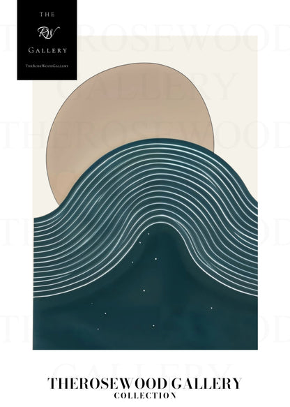 Printable Modern Digital Canvas | High Definition File | Blue Color Scheme | Cercle Shapes | Peaceful Minimalist Room
