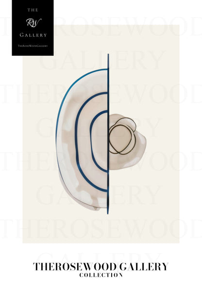 Minimalistisches druckbares Kunstwerk | Hohe Auflösung | Dezente Blautöne | Geometrische künstlerische Linien | Elegante Wand