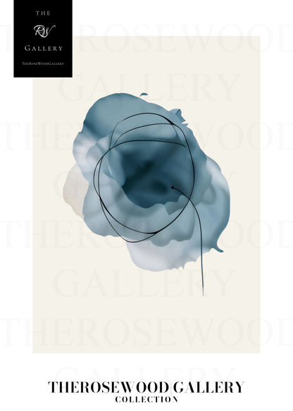 Décoration murale élégante et imprimable | Qualité haute définition | Aquarelle numérique | Esthétique bleue moderne | Maison chaleureuse