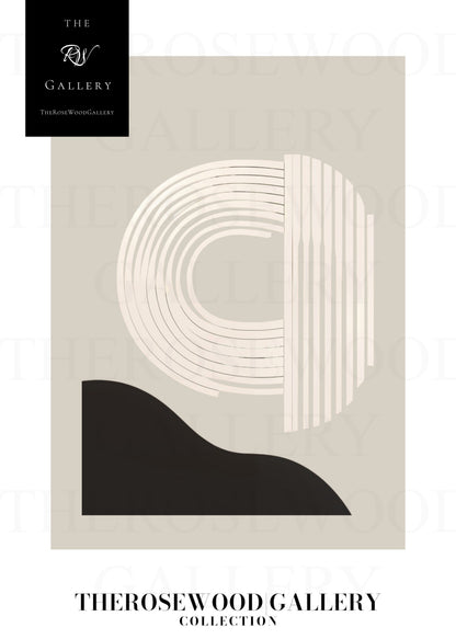 Sophisticated Printable Digital Artwork | Ultra High Definition | Gentle Gray-Sand & Black Tones | Contemporary Abstract Motifs