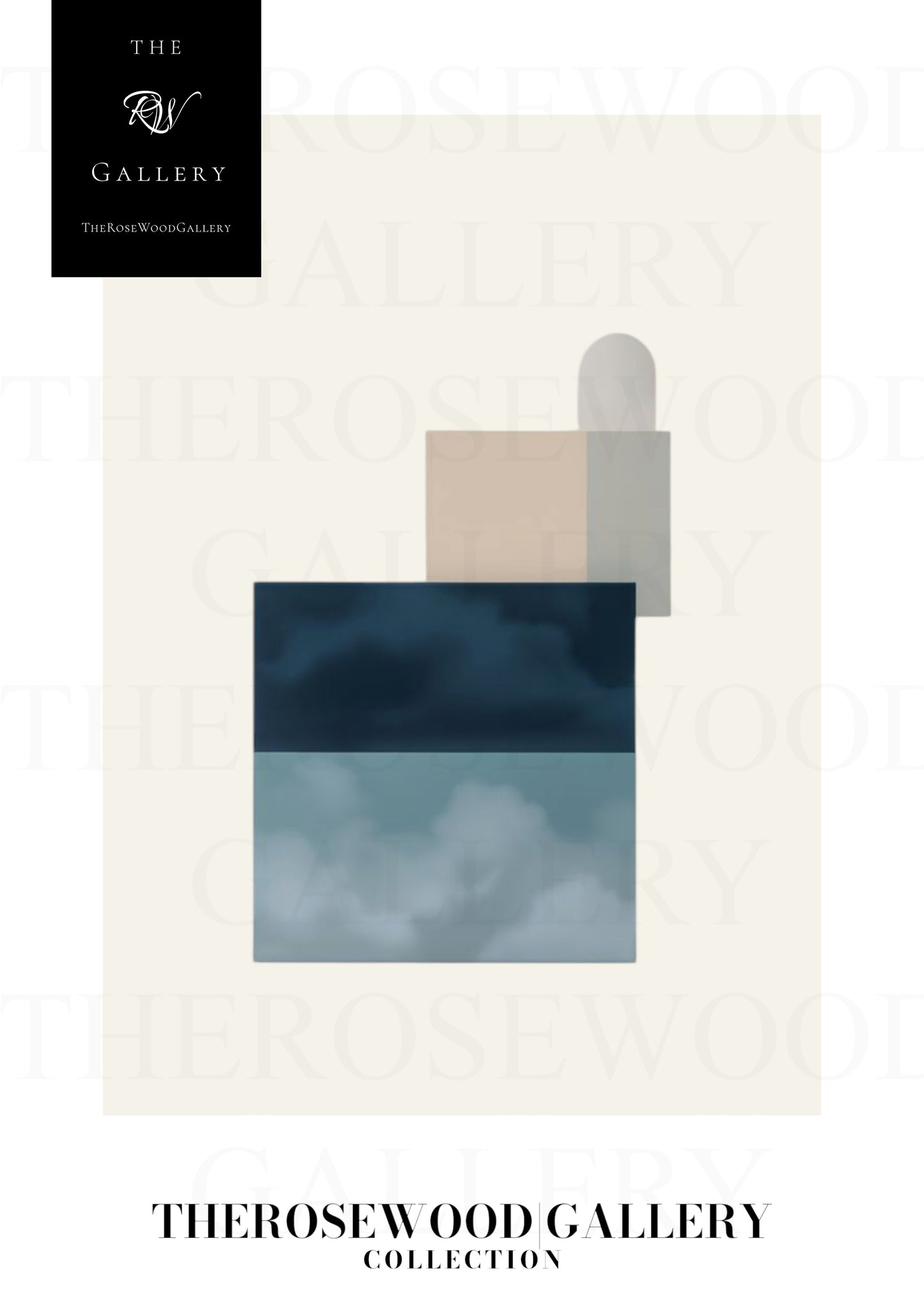 Printable Digital Canvas | High Definition Quality | Muted Blue Gray & Cream Shades | Square Forms