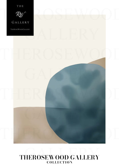 Modern Printable Art Poster | High Definition Print Ready | Soft  Sandstone & Blue Hues | Abstract Geometry | Elegant Art Piece