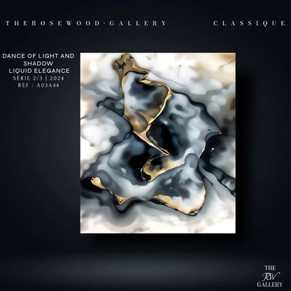 Abstract Contemporary Art To Print Smoke Art Grey Black Gold Beige Pouring Painting