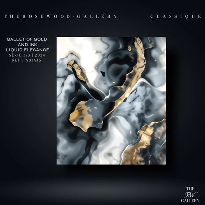 Abstract Digital Minimalism Art Smoke Art Grey Black Gold Beige Pouring Painting