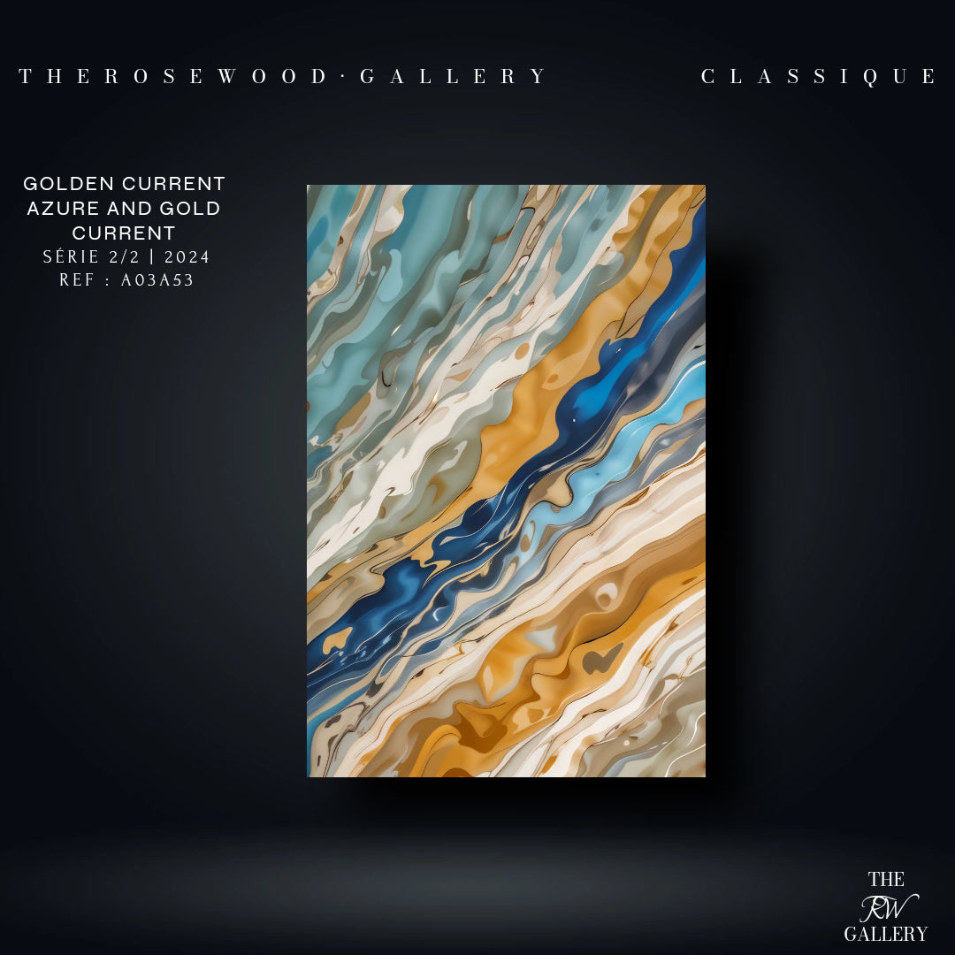Digital Abstract Painting Art Modern Green Azur Gold Beige Pouring Painting