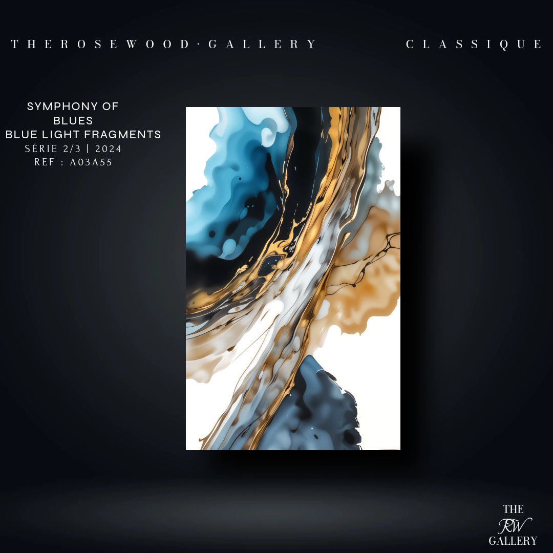 Abstract Modern Art Poster To Print Gold Blue Marine White Aquarelle Watercolor Effect