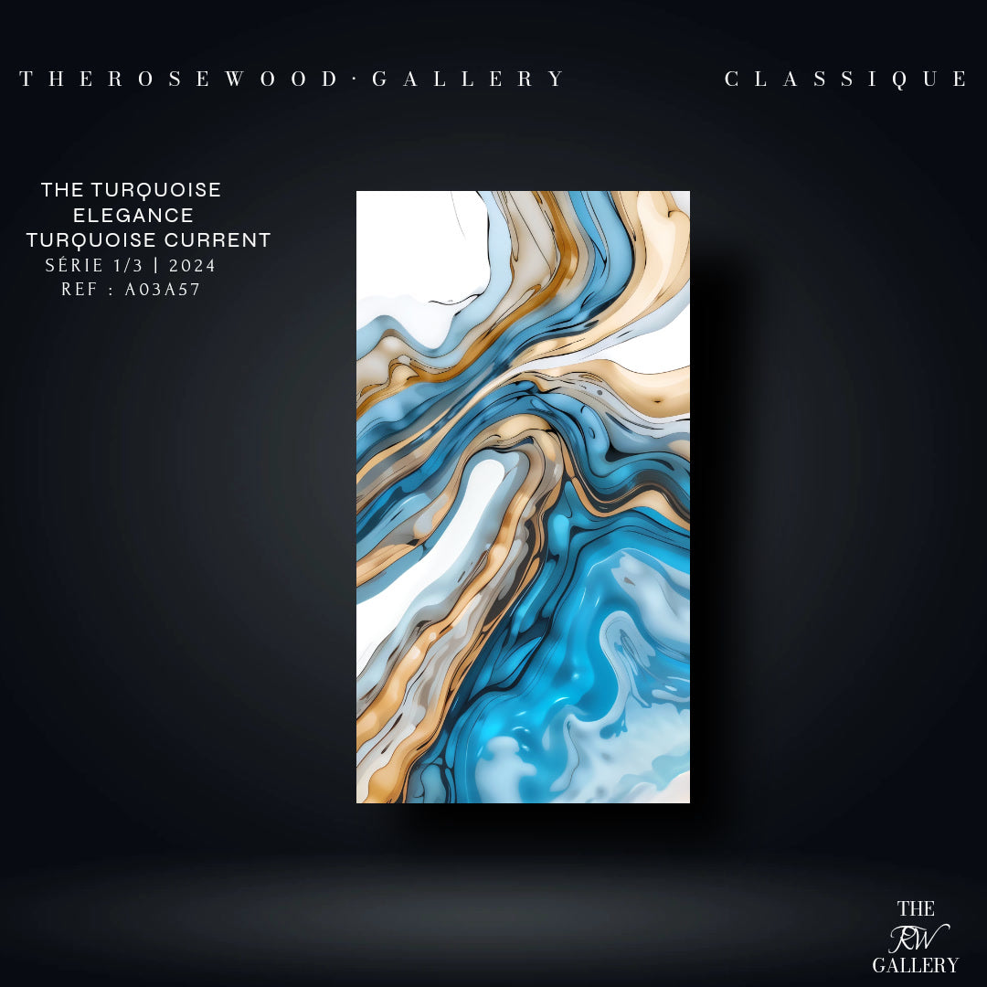 Abstract Art Soft Blue Azur Light Turquoise Classical  Artwork Pouring Painting Wave