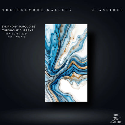 Abstract Digital Art Soft Blue Azur Light Turquoise Classical Artwork Zen Pouring Painting Waving