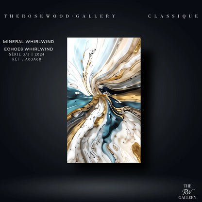 Deep Teal Blue Pouring Painting Digital Abstract Art Contemporary Shades Of Cream White Whirlwind