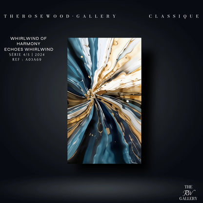 Pouring Painting Digital Abstract Art    Contemporary Deep Blue Light Beige Gray Whirlwind
