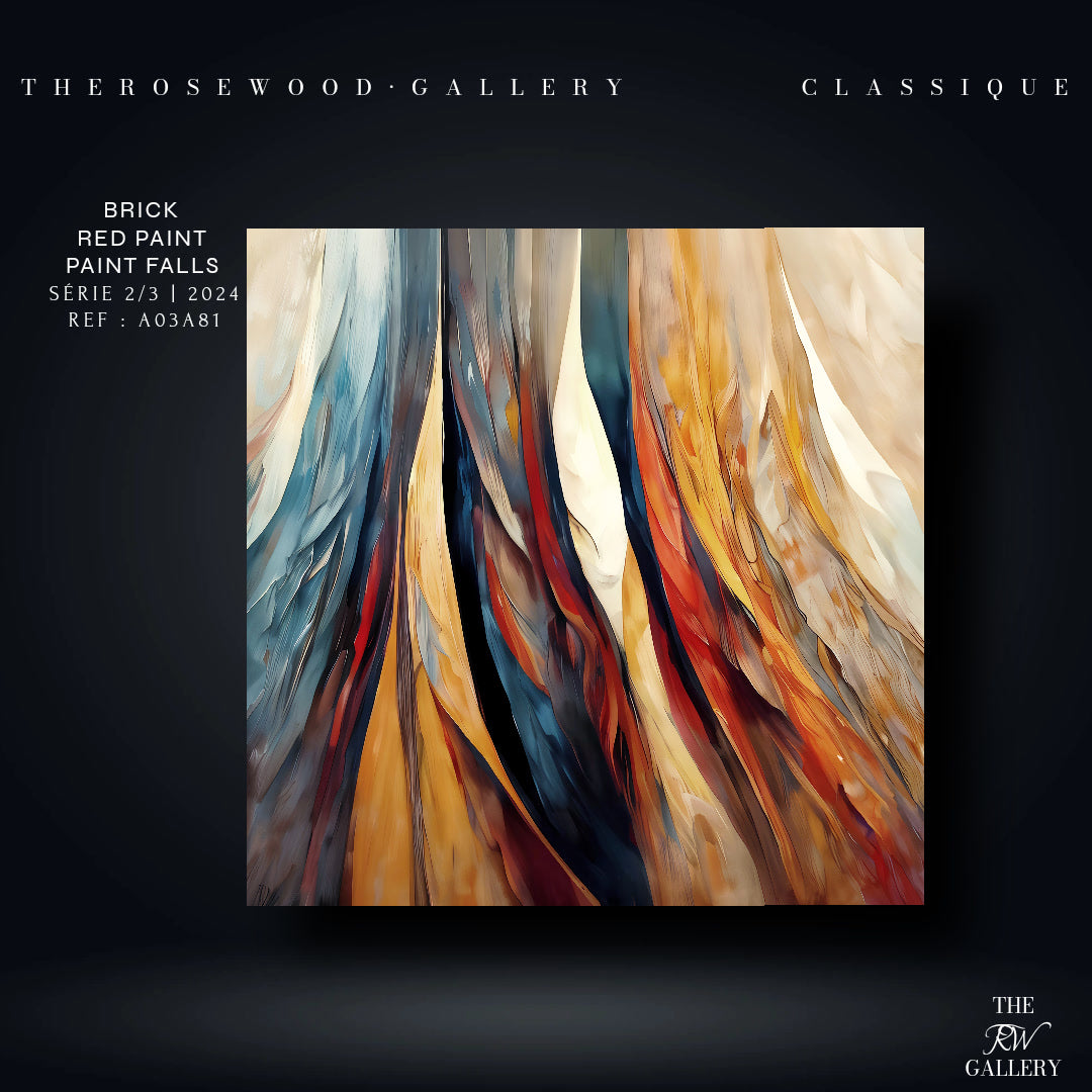 Elegant Modern Wall Decor Digital Painting Shades of Beige Ochre Brick Red Navy Blue Blend Vertical Bands Warm Colors
