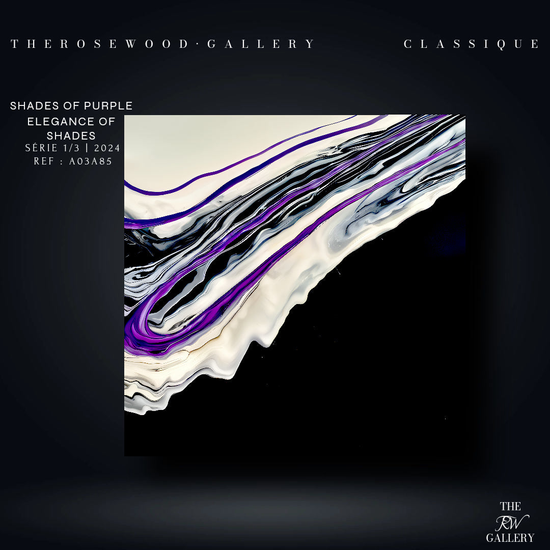 Pouring Painting Elegant Art Striking Contrast Deep Black Pristine White Electric Violet Creamy Hues