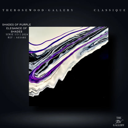 Pouring Painting Elegant Art Striking Contrast Deep Black Pristine White Electric Violet Creamy Hues
