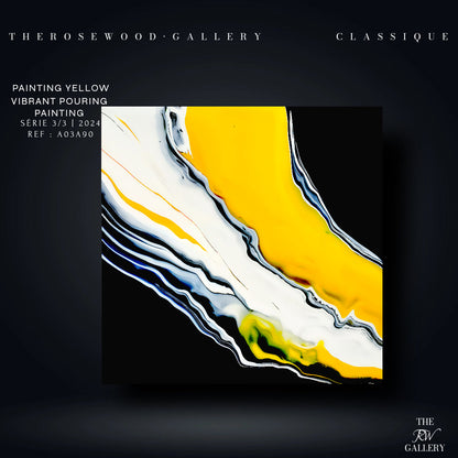 Digital Stream Of Painting Artwork Pouring Painting Abstract Art Black Background Bright Yellow