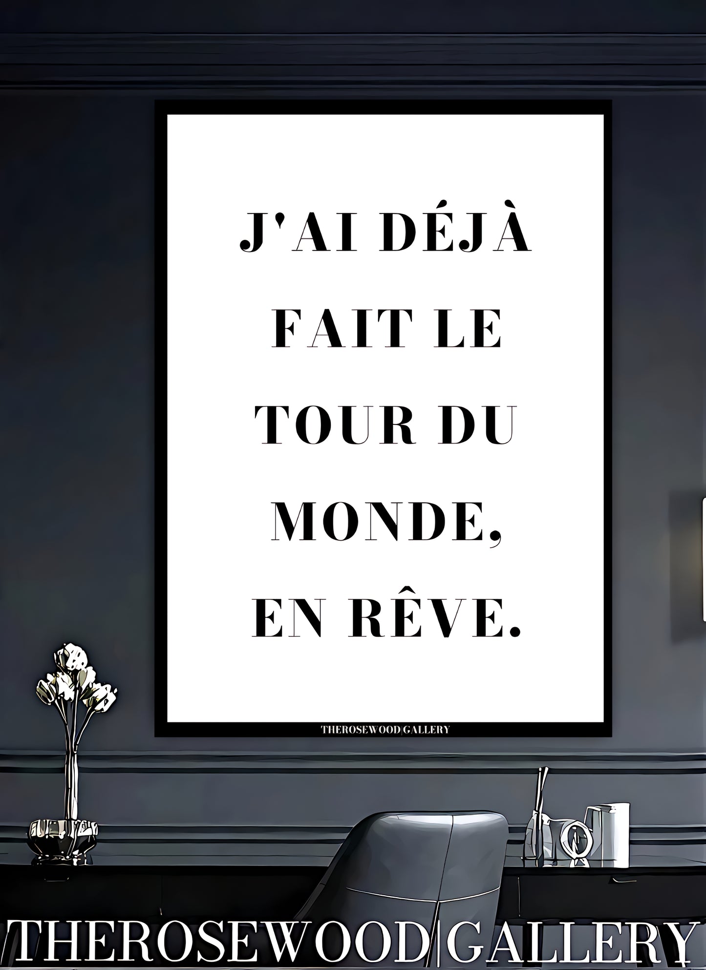 Chic black and white calligraphy quote. Premium digital file for a printable, modern artwork inspirational poster.