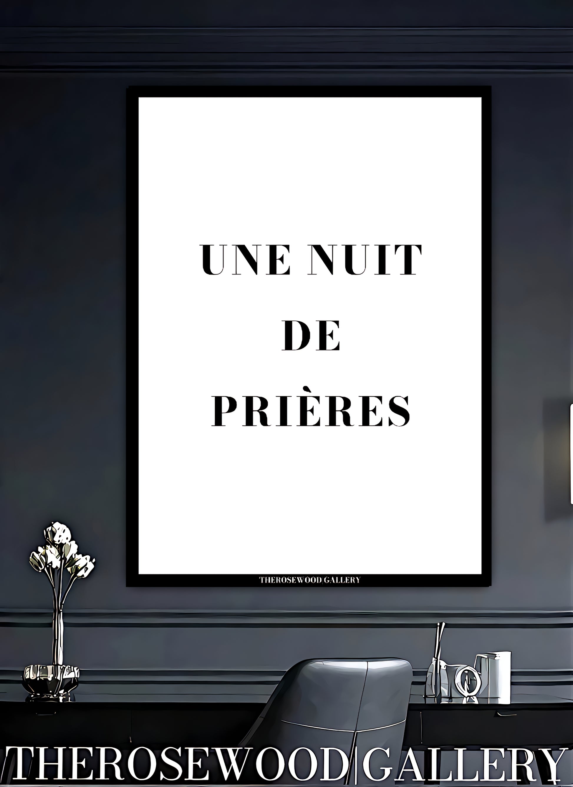 Minimalist wall quote art. Sophisticated typography in a high-resolution black and white digital poster for the home.