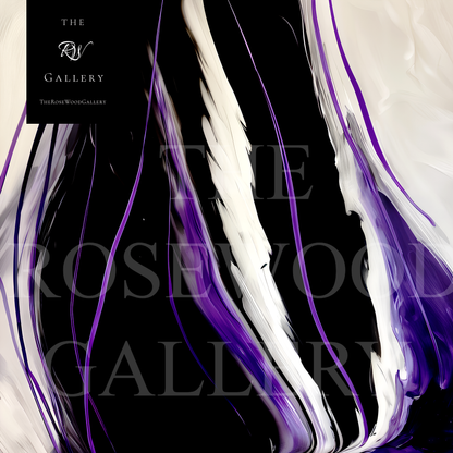 Contemporary Abstract Digital Artwork Vertical Bands Black White Cream Violet Fluid Organic Movement Pouring Painting