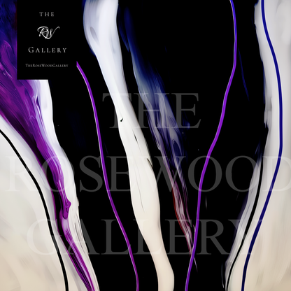 Fluid Art Painting Calm Serenity Fiery Purple Deep Black Ivory Contemporary Digital Pouring Painting