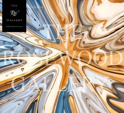 Printable Abstract Explosion Pale Blue Wave Art Brown Beige Blue Gold Brun Pouring Painting 