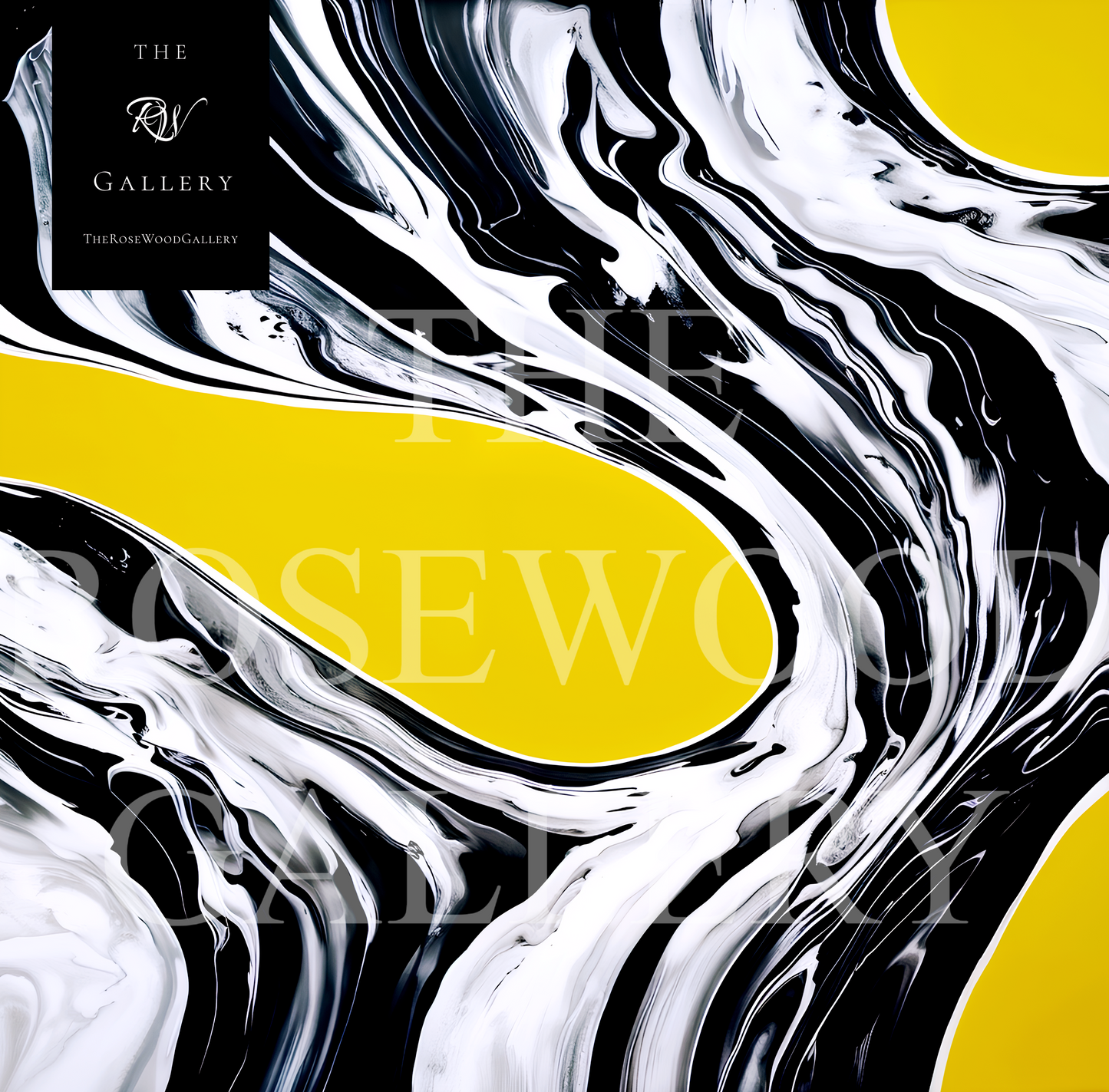 Digital Contemporary Wall Decor Saturated Flamboyant Yellow Through Ivory And Deep Black
