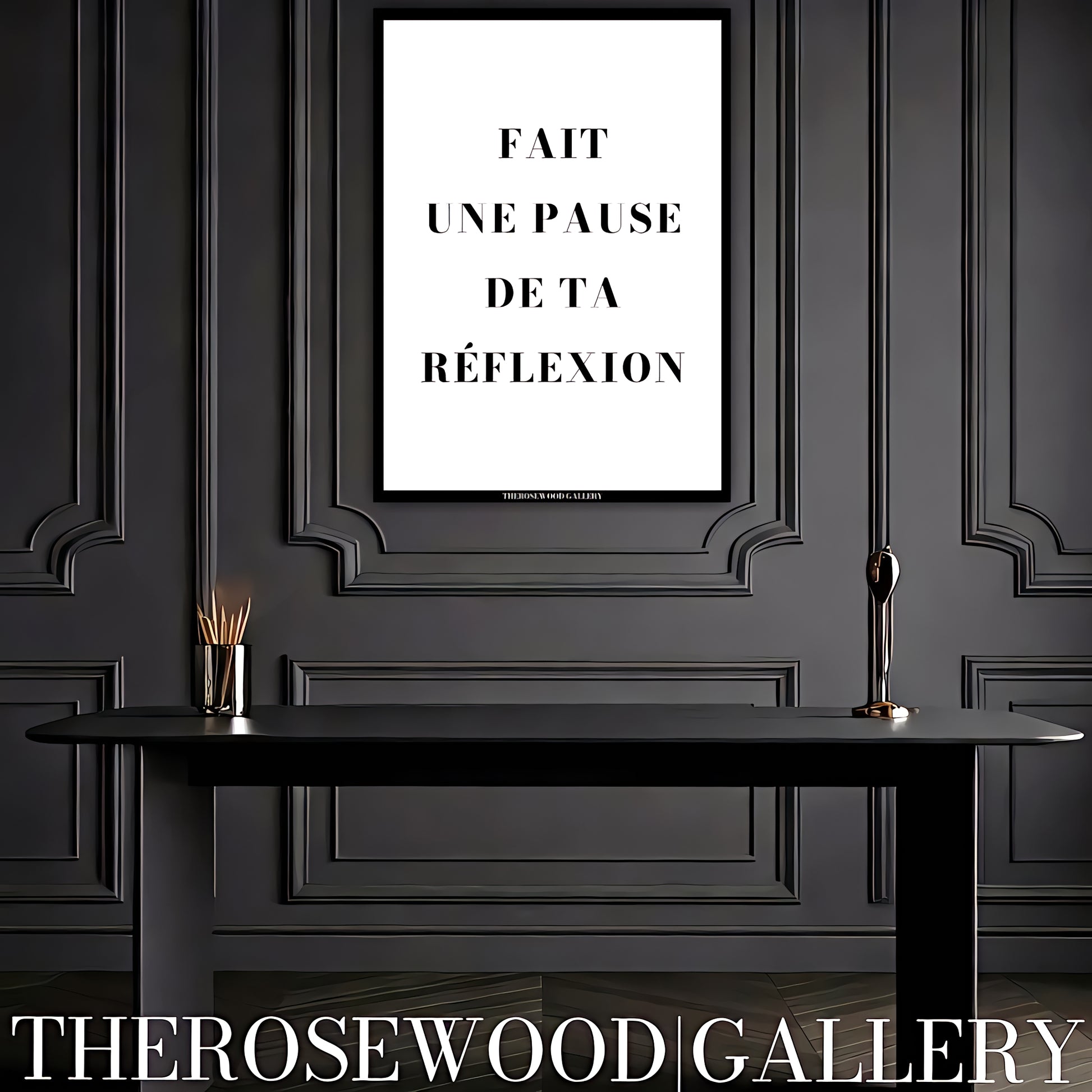 Modern artwork for a home office. Printable workspace art with a positive quote and simple elegant style.