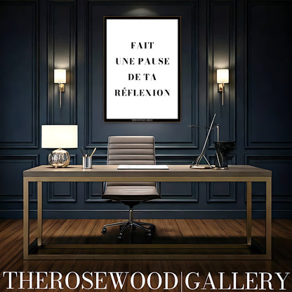 Modern artwork with a positive quote in a simple elegant style, gallery-quality digital workspace art.