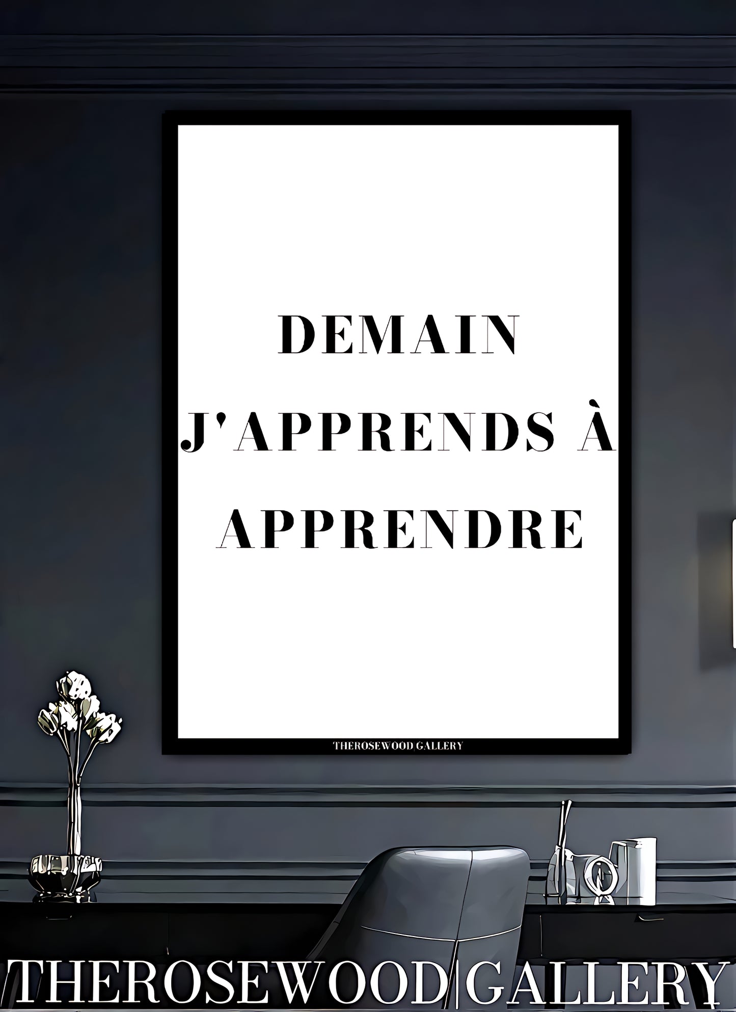 Sophisticated black and white print and frame poster. Elegant calligraphy quote in a minimalist design digital download.