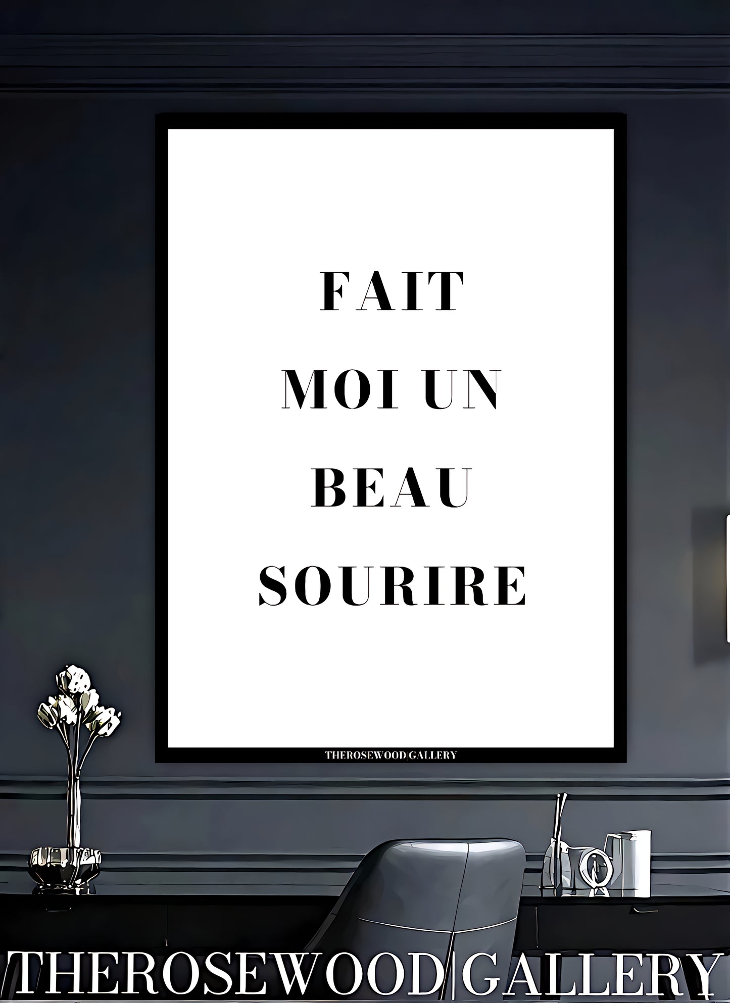 Black and white motivational wall poster with a minimalist quote. Clean, modern simplicity for home offices.
