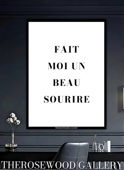 Black and white motivational wall poster with a minimalist quote. Clean, modern simplicity for home offices.