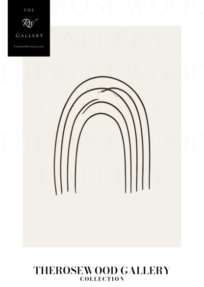 Abstract Minimal Digital Print | Immediate Download | Calm Earthy Tones | Trendy Room Decoration | Subtle Pale Shades | Arc Drawing| Fine Black Lines