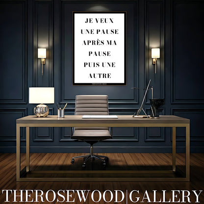 Simple digital art featuring a modern motivational quote. A minimalist, printable monochrome statement for home offices.
