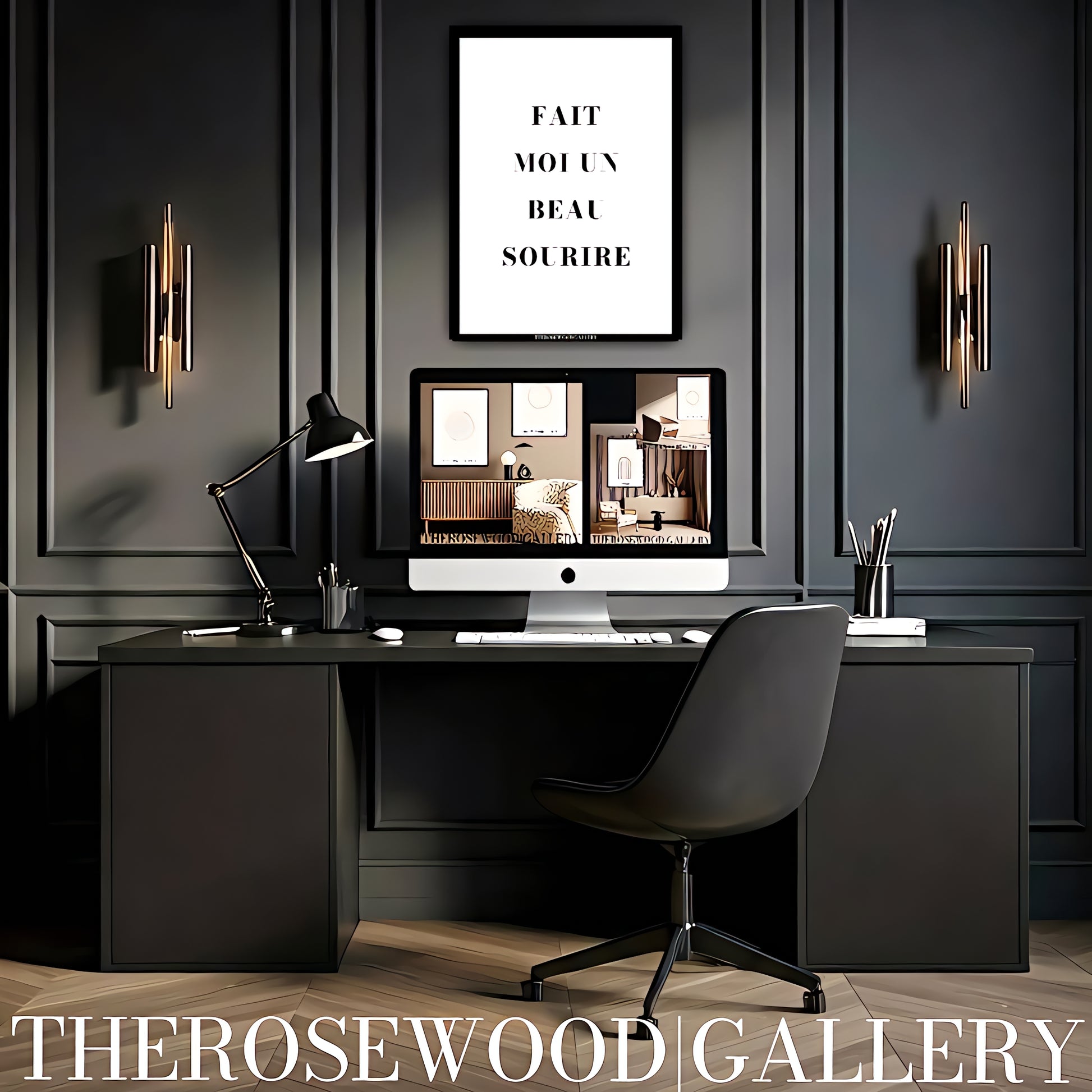Modern simplicity in high-resolution digital art, a black and white motivational quote for office decor.
