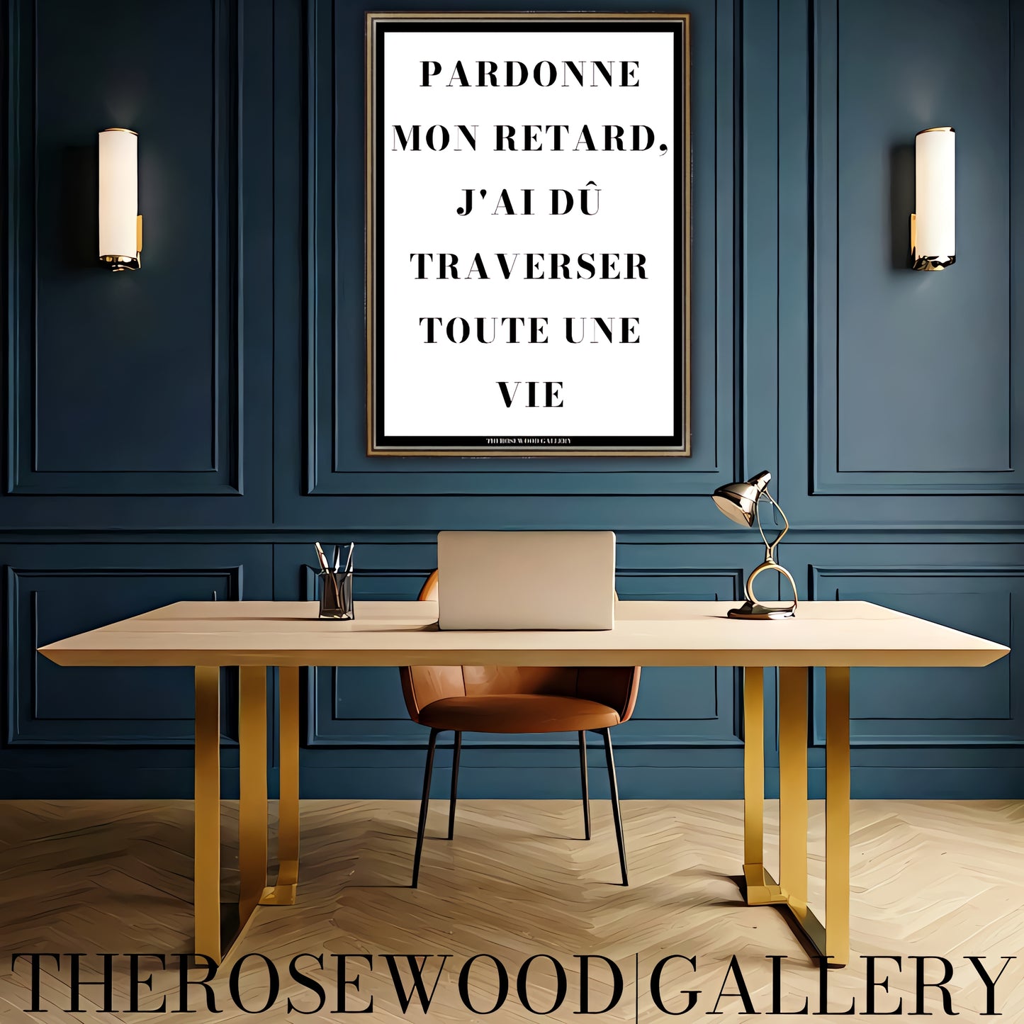 Minimalist calligraphy poster with motivational quote. Monochrome design, perfect for contemporary art galleries.