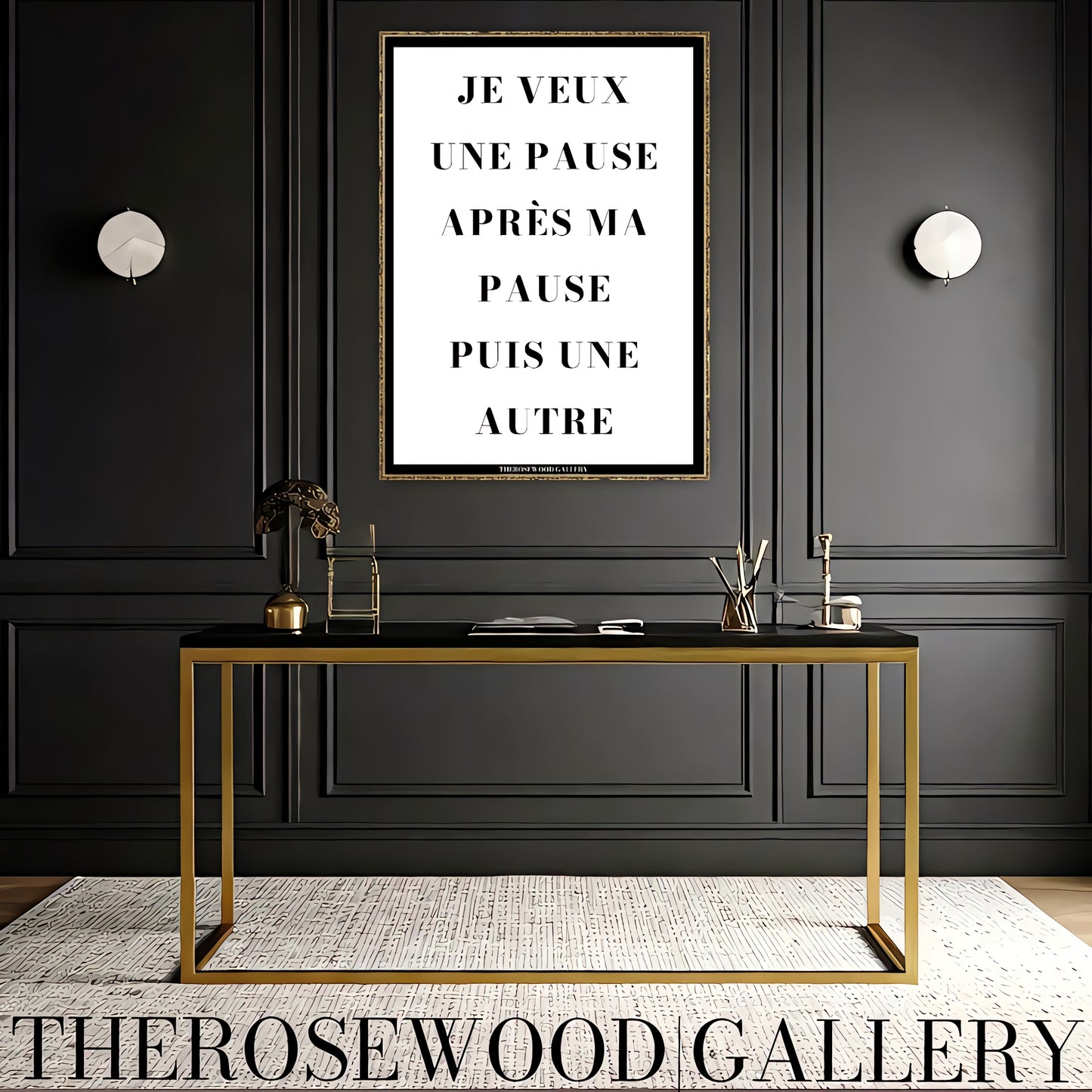 Sleek office wall print displaying a modern motivational quote. Printable monochrome statement for a professional space.
