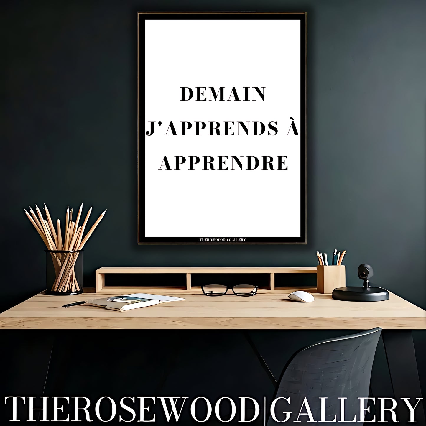High-resolution digital download of an elegant calligraphy quote. Minimalist design, black and white modern wall art.