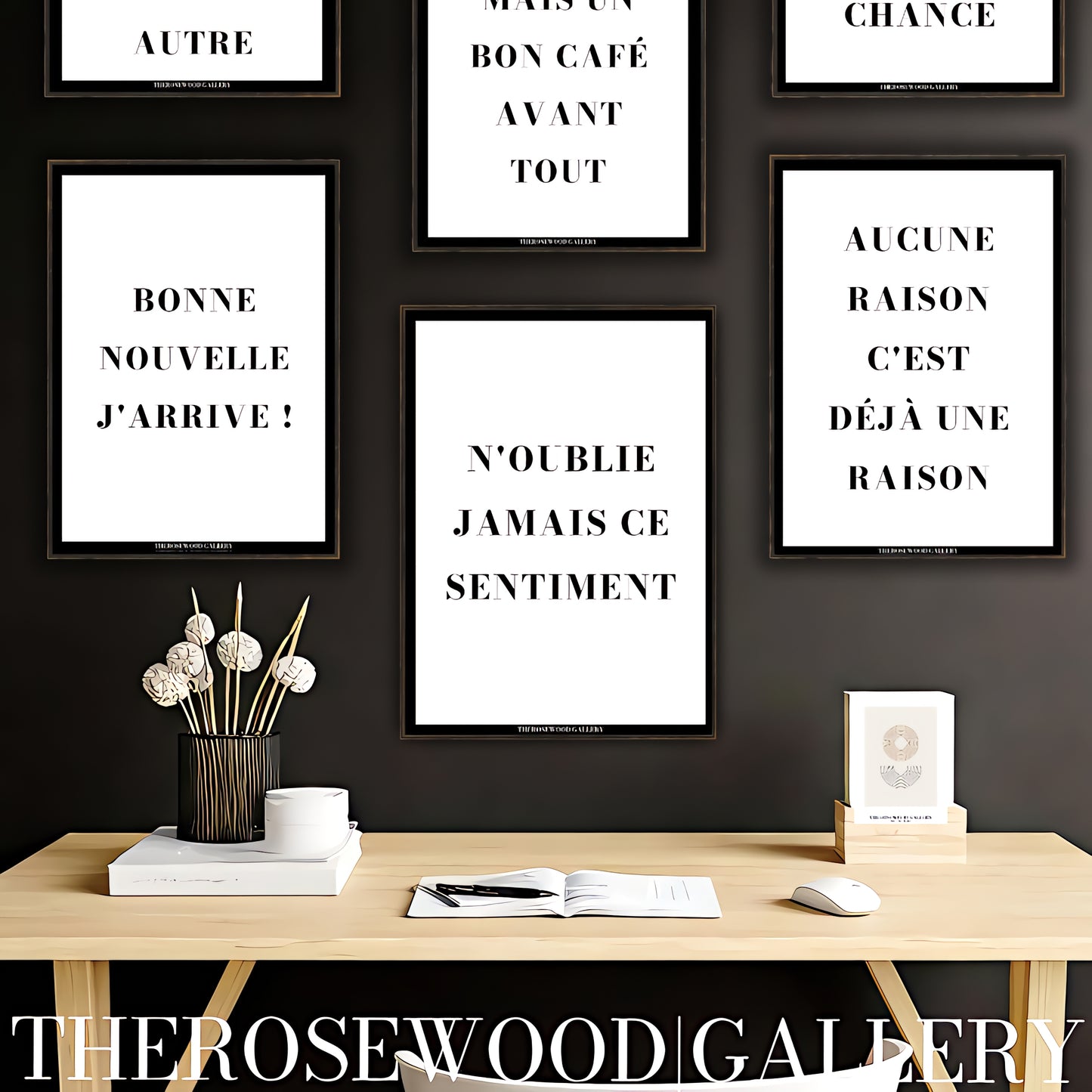 Black and white stylish typography art, high-quality digital download for minimalist wall decor.
