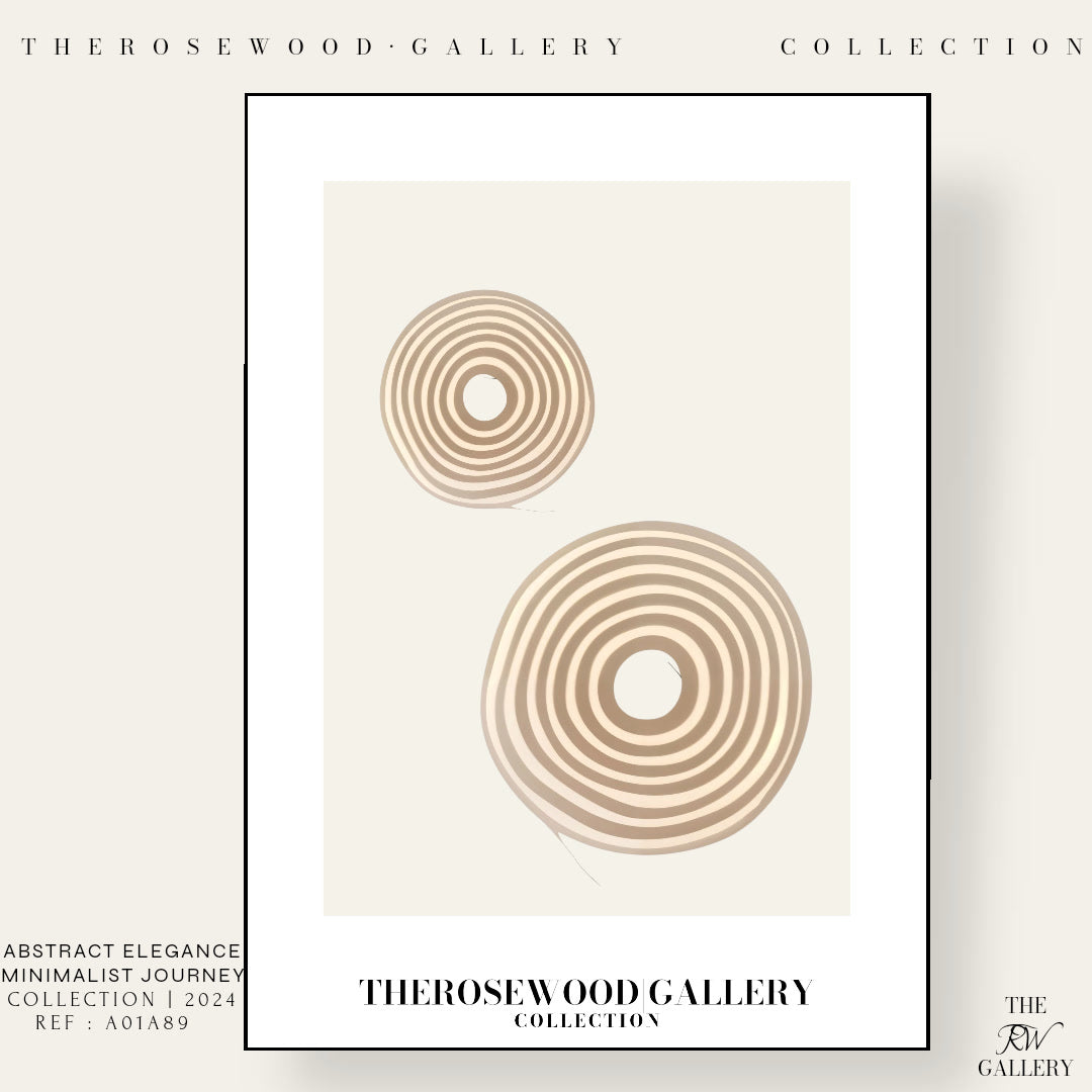 Minimal Digital Art Print | Instant Download | Warm Neutral Palette | Soft Circular Patterns | Earthy Muted Tones | Taupe Dark-Orange Accents